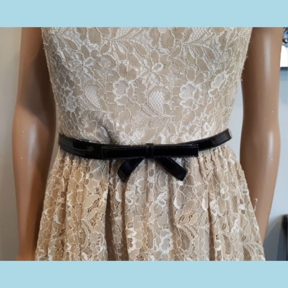 🩵MAX & CLEO Strapless Lace Dress Fit & Flare Bridal Shower Cocktail Neutral - Picture 7 of 12